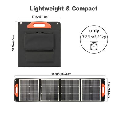 Μονοκρυσταλλικό πυρίτιο 100W 200W Ηλιακό πάνελ Ηλιακά κύτταρα φωτοβολταϊκά Μονάδα φορητό αναδιπλούμενο ηλιακό πάνελ