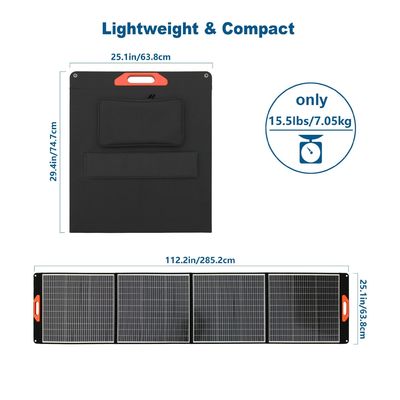 300W αναδιπλώσιμα ηλιακά πάνελ για κάμπινγκ Μονοκρυσταλλικές κυψέλες Συστήματα μικρών σπιτιών