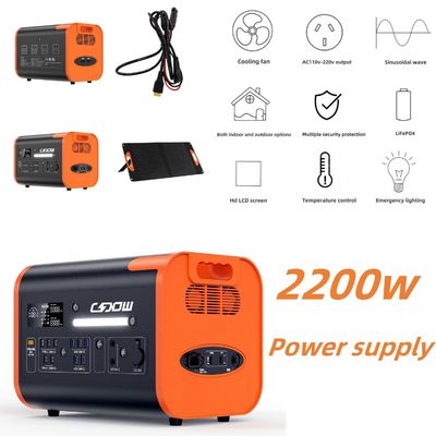 Φορητό σταθμό ηλεκτρικής ενέργειας 600W 1500W 2000W 2200W Ηλιακή γεννήτρια επαναφορτιζόμενη με μπαταρία λιθίου για υπαίθριο κάμπινγκ και επείγουσα κατάσταση στο σπίτι