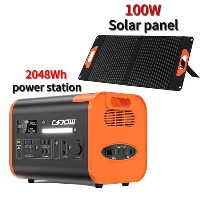 600W 1800W 2000W φορητό επαναφορτιζόμενο ηλιακό σταθμό αιολικής ενέργειας 2kw με USB 3*12W/2*18W