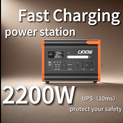 Καθαρό Sine Wave 2000W Ηλιακή φορητή γεννήτρια ηλεκτρικής ενέργειας LiFePO4 μπαταρία και προστασία BMS