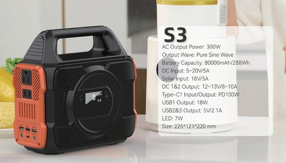110/220V 300W/288wh Σημείο ηλεκτροπαραγωγής εξωτερικού σταθμού σε προσαρμόσιμα χρώματα