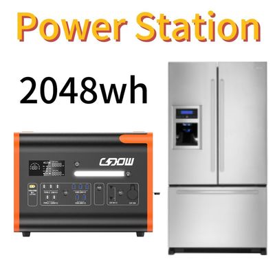 2048wh 2200W φορητό σταθμό ηλεκτροπαραγωγής αποθήκευσης ηλιακής ενέργειας με καθαρό μετατροπέα κυμάτων sinus