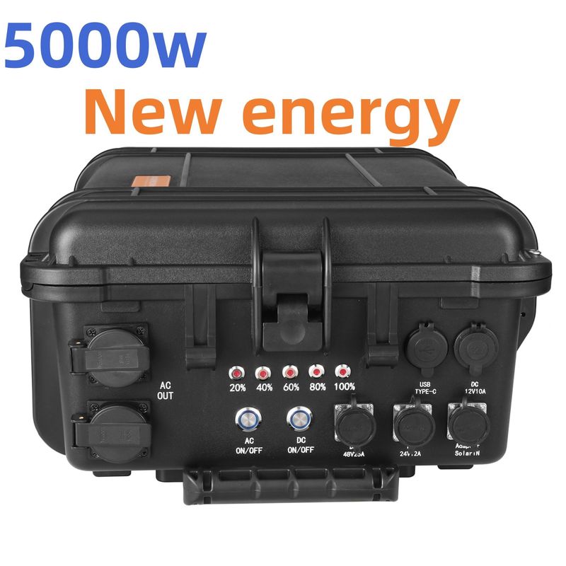 5000W AC έξοδος φορητό ηλιακό σταθμό ηλεκτρικής ενέργειας γεννήτρια έκτακτης ανάγκης επαναφορτιζόμενο μετατροπέα Power Bank με 110V / 220V