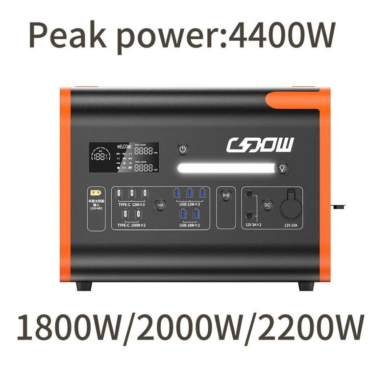 Ηλιακό σταθμό ηλεκτροπαραγωγής 2200W φορητή γεννήτρια με τράπεζα ισχύος 230V AC/DC