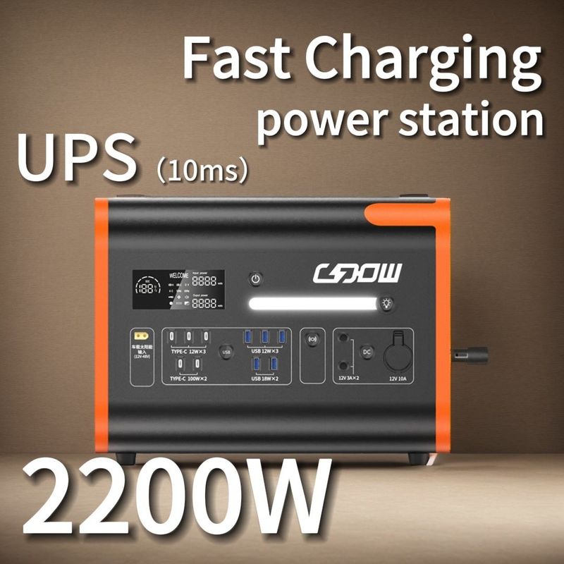 LiFePO4 Τύπος εξόδου 2000W Φορητή ηλιακή γεννήτρια 2200W Ηλιακό σταθμό ηλεκτρικής ενέργειας για το σπίτι