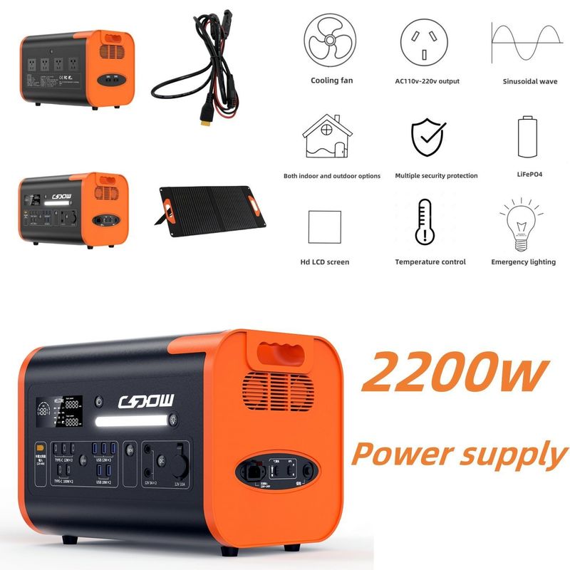 Φορητό σταθμό ηλεκτρικής ενέργειας 600W 1500W 2000W 2200W Ηλιακή γεννήτρια επαναφορτιζόμενη με μπαταρία λιθίου για υπαίθριο κάμπινγκ και επείγουσα κατάσταση στο σπίτι