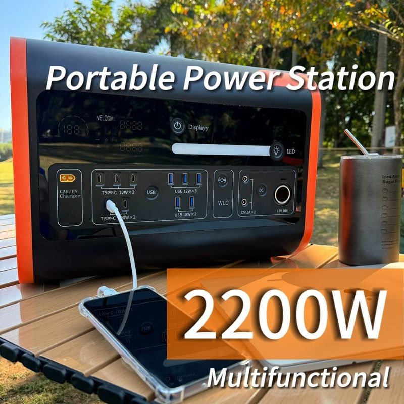 2200W φορητός ηλιακός γεννήτης σταθμού ηλεκτρικής ενέργειας για κατασκήνωση