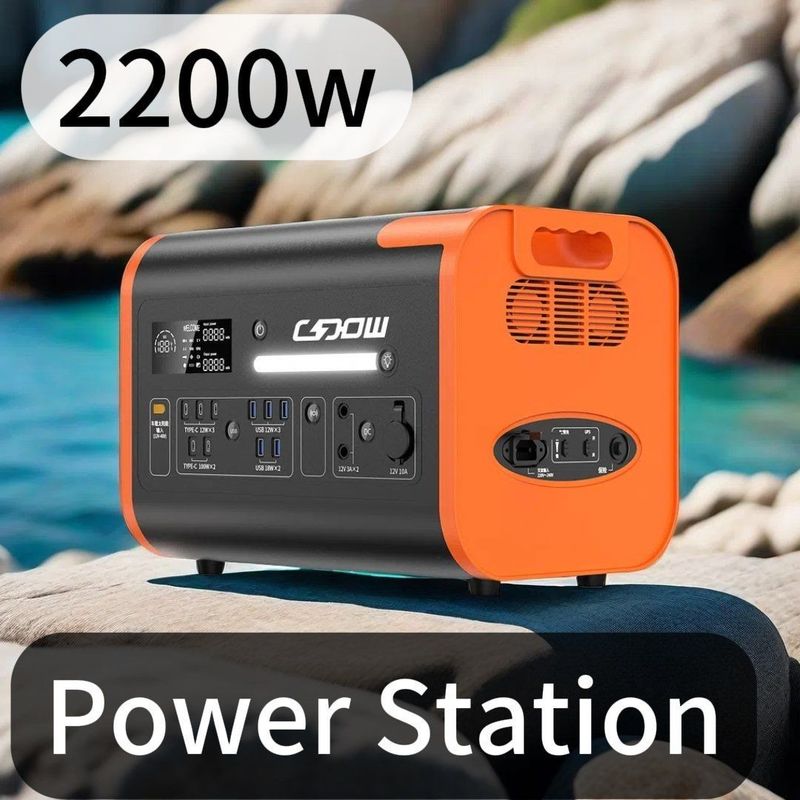 Ασύρματη φόρτιση Ηλιακή φορητή ενέργεια 2200W Κινητή επιφάνεια αναμονής για κάμπινγκ μαύρου αυτοκινήτου