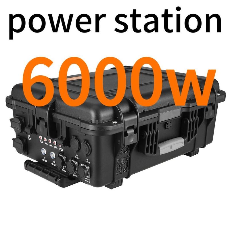 Σημείο ηλεκτρικής ενέργειας μαύρο 6kw ABS κράμα εξωτερική φορητή παροχή ενέργειας για εξωτερικές περιπέτειες