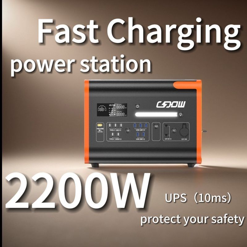 Καθαρό Sine Wave 2000W Ηλιακή φορητή γεννήτρια ηλεκτρικής ενέργειας LiFePO4 μπαταρία και προστασία BMS