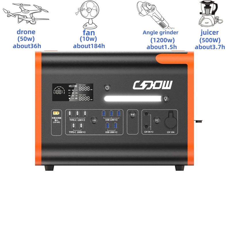 Ανανεώσιμη ηλιακή γεννήτρια 12.2000W LiFePO4 μπαταρία για κάμπινγκ/σπίτι/επείγοντα USB