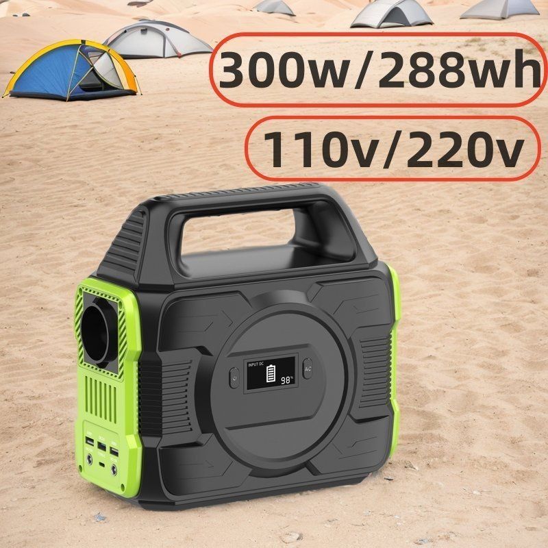 288wh φορητό σταθμό ηλεκτρικής ενέργειας με 300W καθαρό μετατροπέα κυμάτων sinus και μπαταρία λιθίου