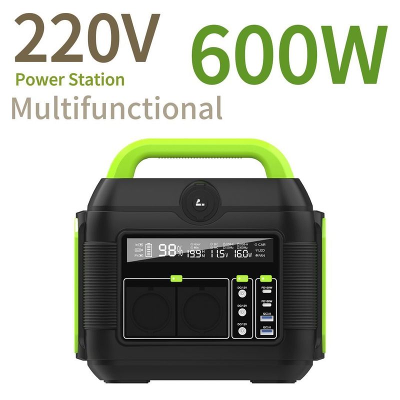 600W φορητό σταθμό ηλεκτρικής ενέργειας 300W 500W 1200W 2200W για κάμπινγκ εξωτερική εργασία είναι MPPT