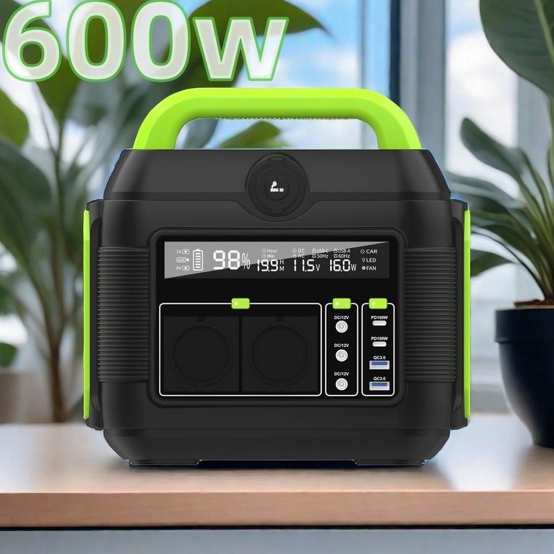 Ηλιακός γεννήτης MPPT 600W 576Wh 14.4V 40Ah 160000mAh Ανακαλύψτε φορητό σταθμό ηλεκτρικής ενέργειας LCD