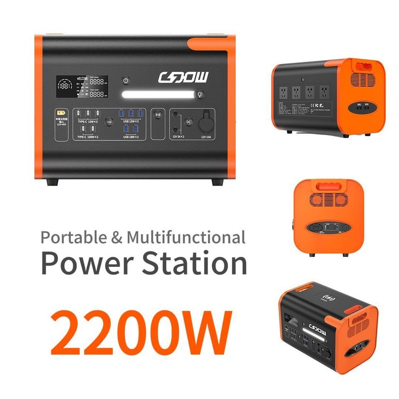 Μεταφορτωτή ηλεκτρική μονάδα 2200W με τύπου C 3*18W/2*100W και επαναφορτιζόμενο ηλιακό πάνελ 2500W
