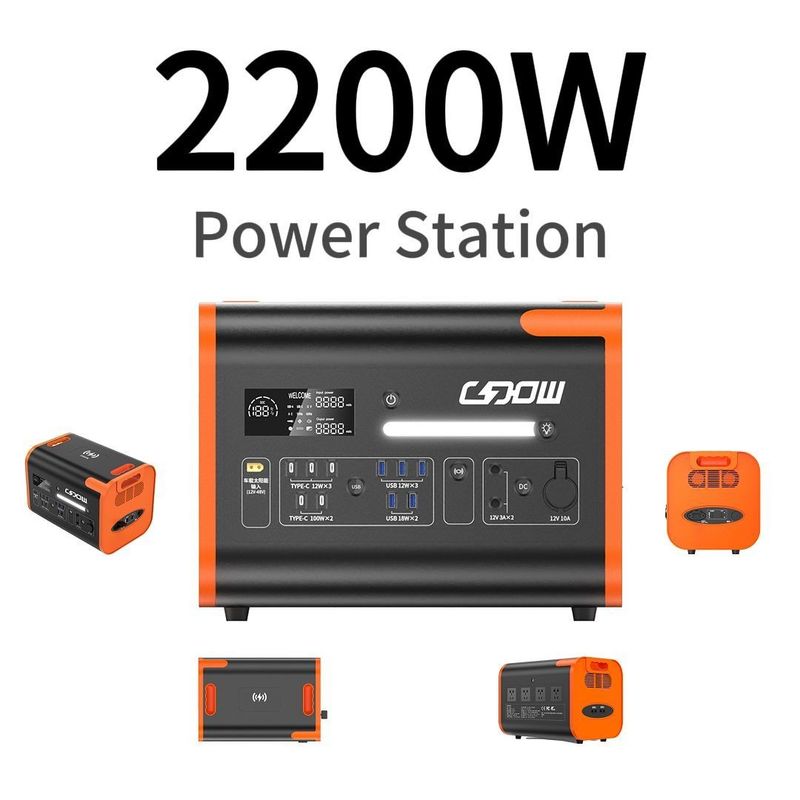 2200W 2000W 2500W φορητό σταθμό ηλεκτρικής ενέργειας με μπαταρία με φόρτιση AC και έξοδο USB τύπου C