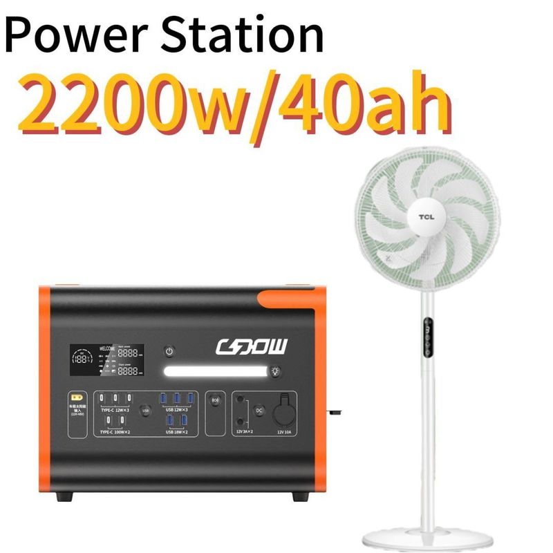 2048wh 2200W φορητό σταθμό ηλεκτροπαραγωγής αποθήκευσης ηλιακής ενέργειας με καθαρό μετατροπέα κυμάτων sinus
