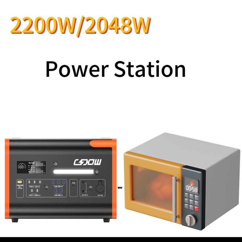 Φορητό σταθμό ηλεκτρικής ενέργειας 1500W/2200W/3000W UPS με όλες τις πρίζες AC σε μαύρο πορτοκαλί