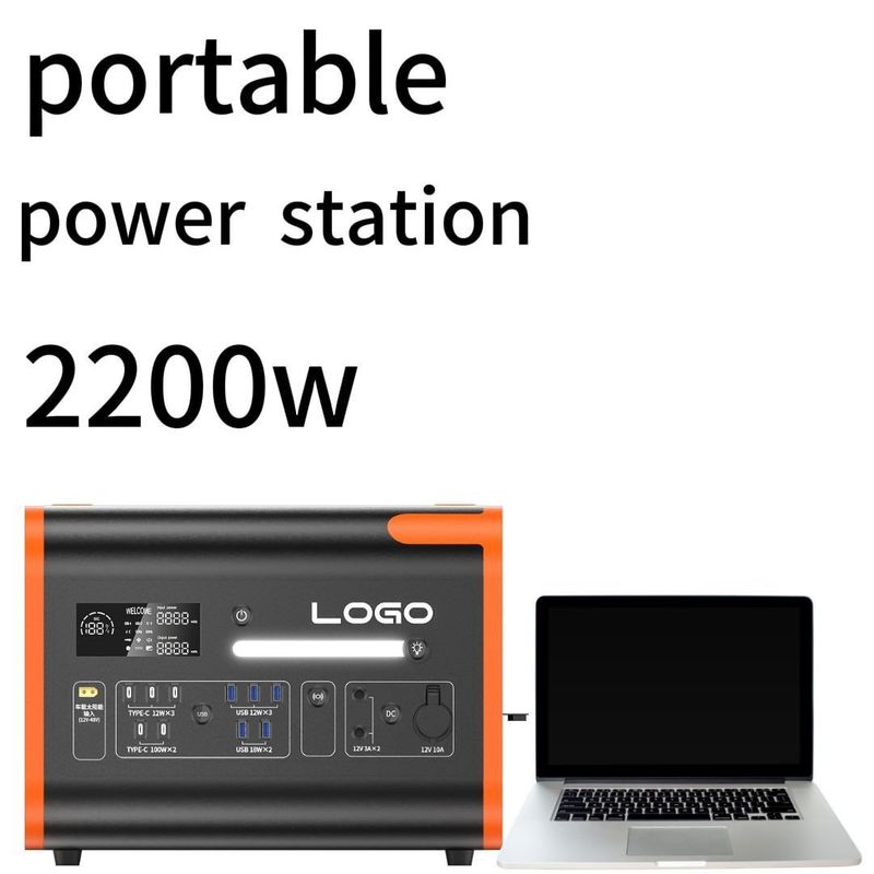 2200W110/220V Πορτοκαλί με μαύρο Σιωπηλό εξωτερικό σπιτικό σταθμό ηλεκτρικής ενέργειας έκτακτης ανάγκης και ανθεκτικό
