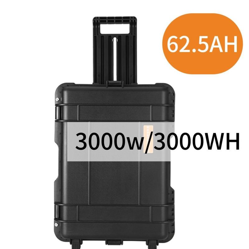 3000W/62.5ah Μαύρο ανθεκτικό στην φθορά πυρόσβετο φορητό σταθμό ηλεκτρικής ενέργειας με μεγάλη χωρητικότητα