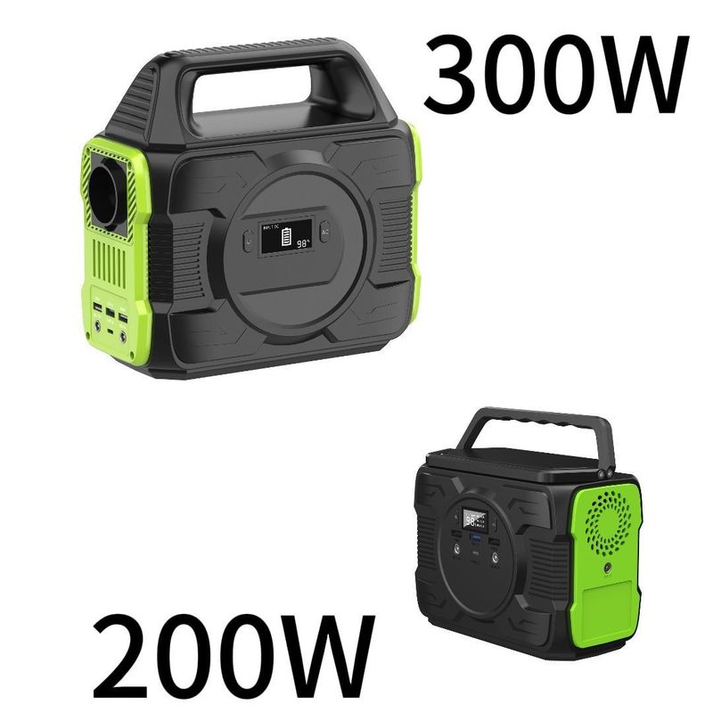 300W/200W AC/DC Αποθήκευση ηλεκτρικής ενέργειας Εξωτερικό κάμπινγκ Φορητό σταθμό ηλεκτρικής ενέργειας με φώτα LED 7W