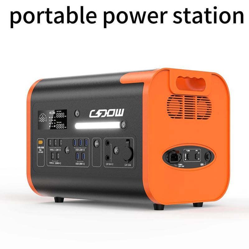 110V/220V Κινητό σταθμό ηλεκτρικής ενέργειας AC/DC επαναφορτιζόμενο 2200W AT22 Χρώμα Πορτοκαλί Μαύρο